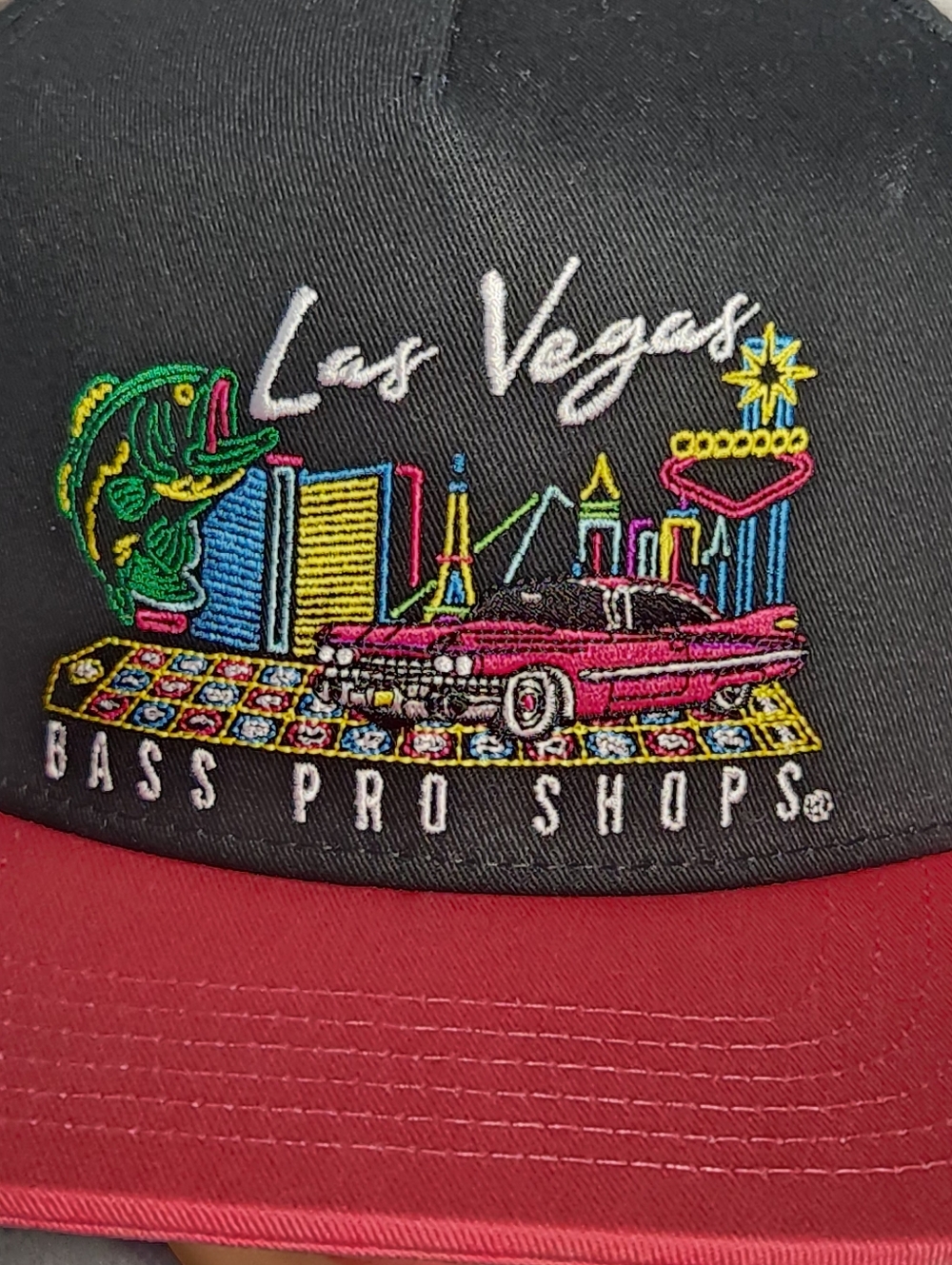 Bass Pro Shop Hat Las Vegas Cap Snap Back Pink & Black - Picture 4 of 6